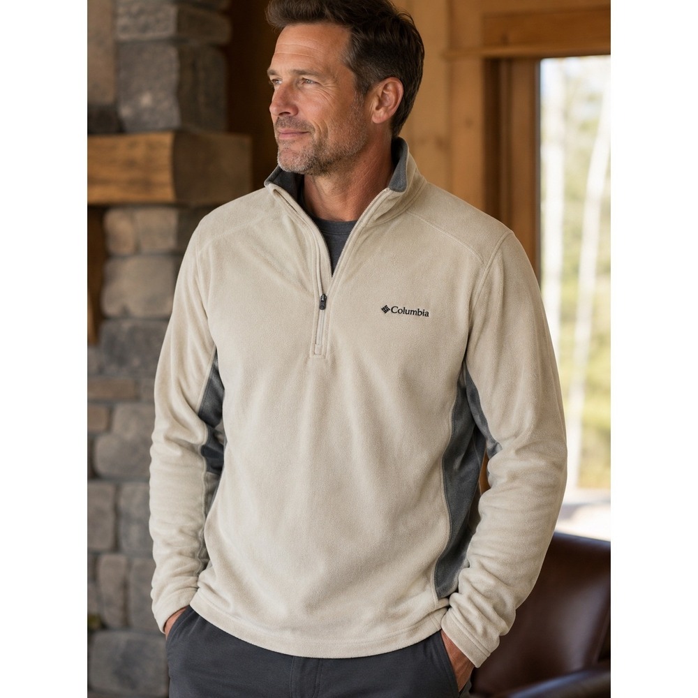 Columbia Mens Pine Ridge Half Zip Fleece Pullover‎ Tan Grey XM6279-273 XL NEW